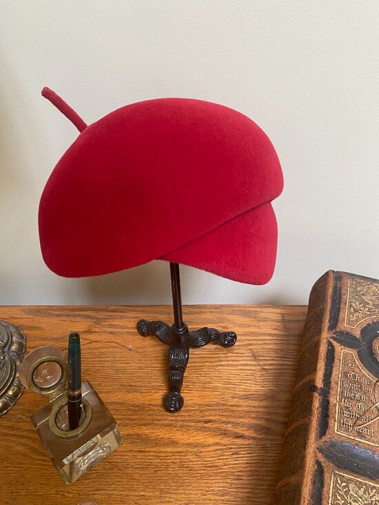 Woman\'s Vintage Red Wool Hat with Strawbridge & Clothier Label main image 6